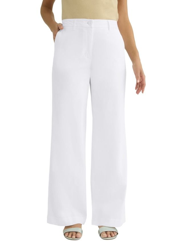 ジェシカロンドン レディース ボトムス レギンス コットン Jessica London Stretch Cotton Chino WideLeg Trouser White ホワイト