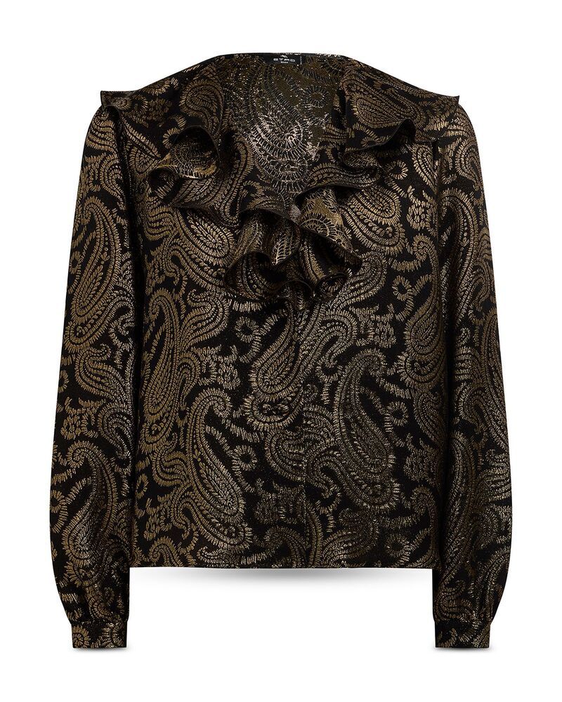エトロ レディース トップス シャツ フリル Etro Flared Shirt with Ruffled Collar Gold ゴールド