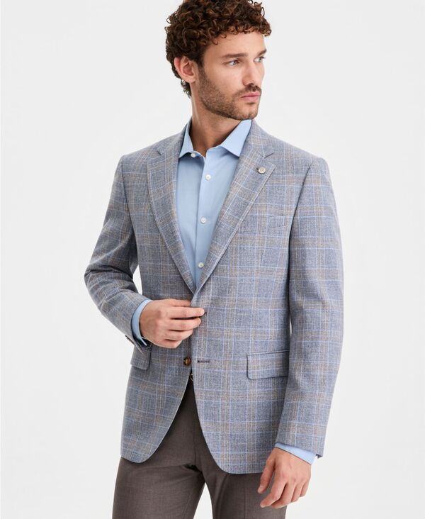 【送料無料】 テッドベーカー メンズ ジャケット・ブルゾン ブレザー アウター Mens Blue Plaid ModernFit Blazer BLUETAN