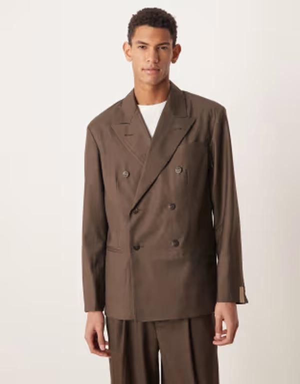 ハウスオブサニー メンズ アウター ジャケット・ブルゾン House of Sunny double breasted jacket in espresso brown part of a set B