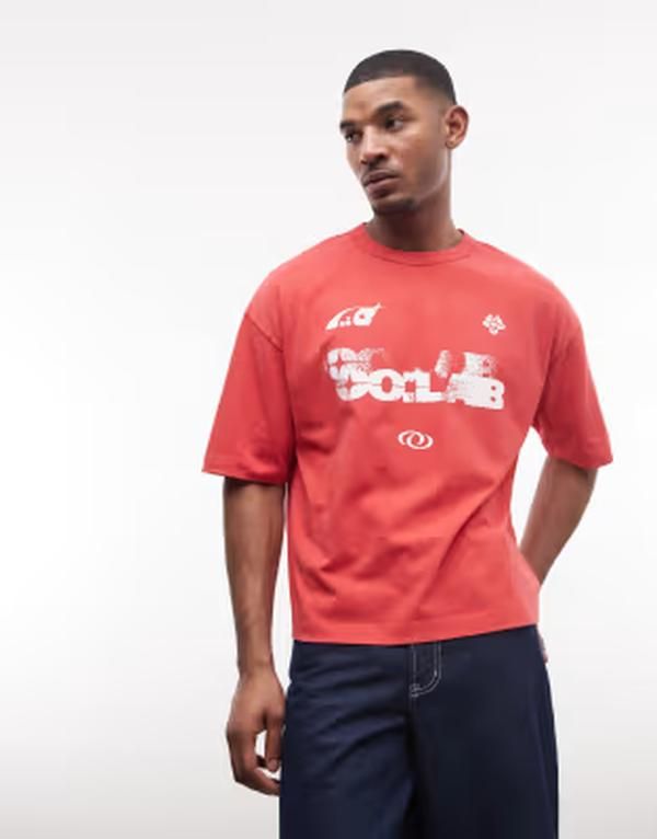 エイソス メンズ トップス Tシャツ グラフィック ASOS DESIGN heavyweight boxy oversized tshirt with soccer graphics wash RE