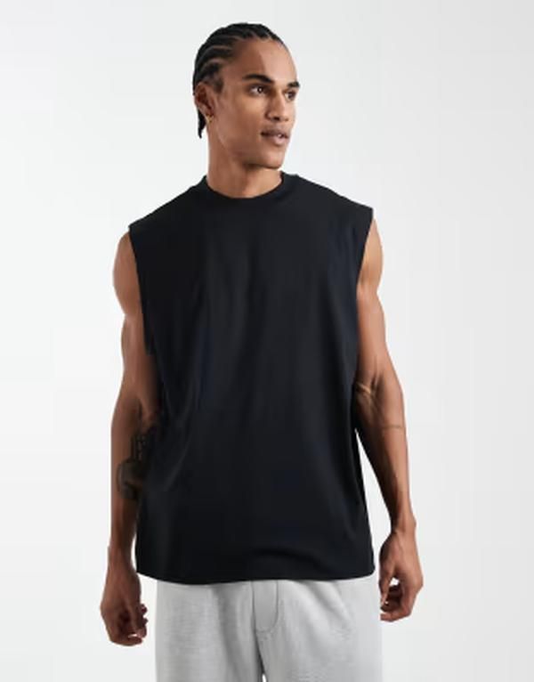 エイソス メンズ トップス ベスト ASOS DESIGN essentials oversized tank Black ブラック 6,699円