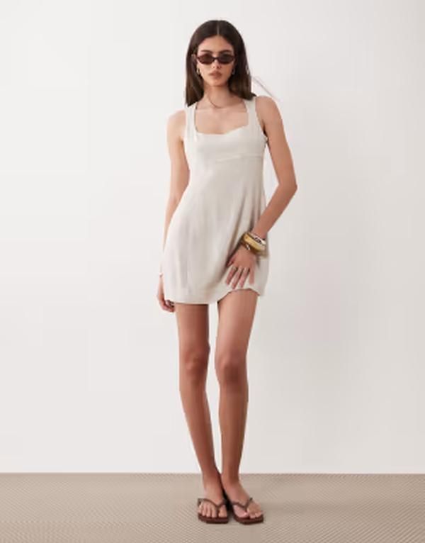 エイソス レディース トップス ワンピース ミニ ASOS DESIGN square neck bodycon mini sundress in oat