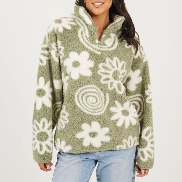 ブレーブソウル レディース アウター パーカー・スウェット ハイネック プリント シャツ フリース Brave Soul Womens Flower Print High Neck Fleece Sw