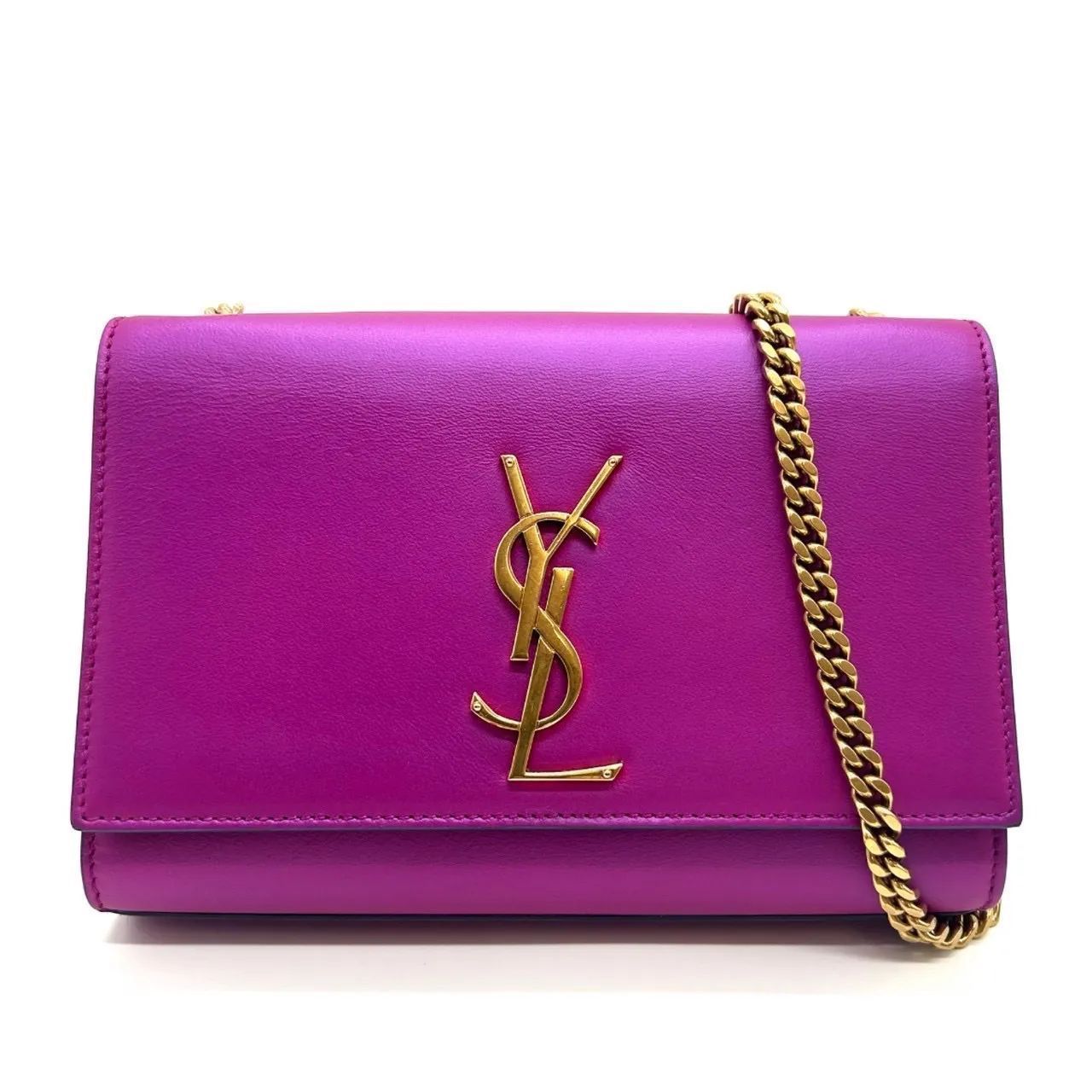 SAINT LAUREN サンローラン チェーンショルダーバッグ YSL クラシック ケイト カサンドラ レザー 469390 スモール パープル ゴールド金具 レディース 鞄 ギフト プレゼント