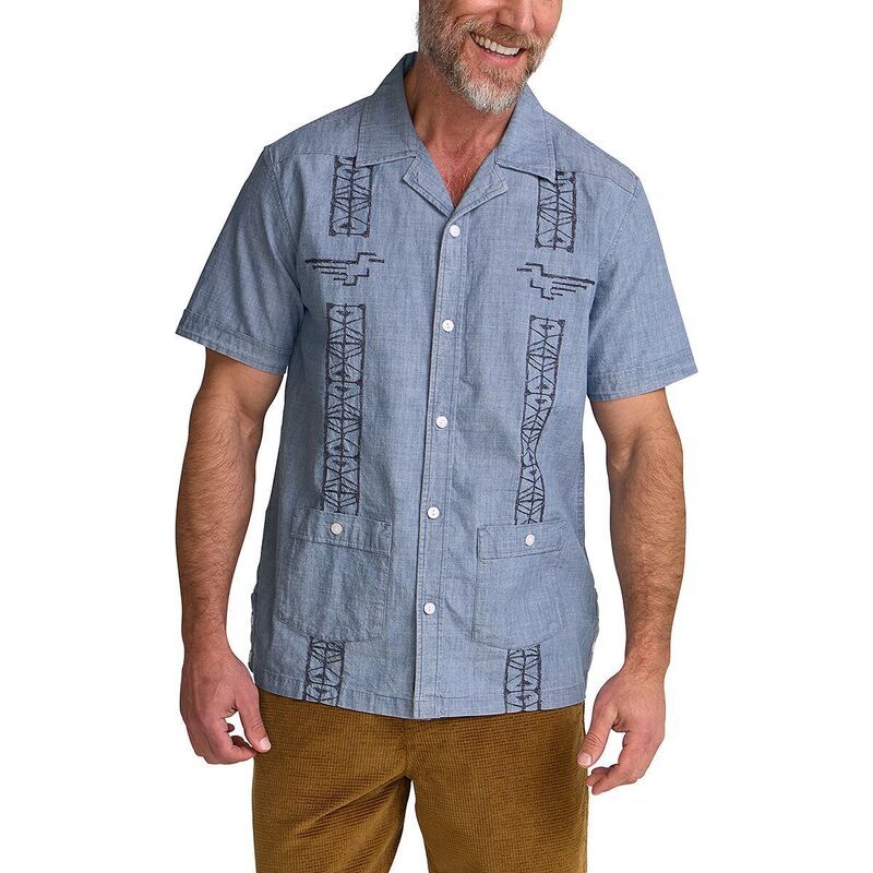 ハウラーブラザーズ メンズ トップス シャツ Howler Brothers Guayabera Shirt Mens PictographsWashed Indigo Chambray インディゴ