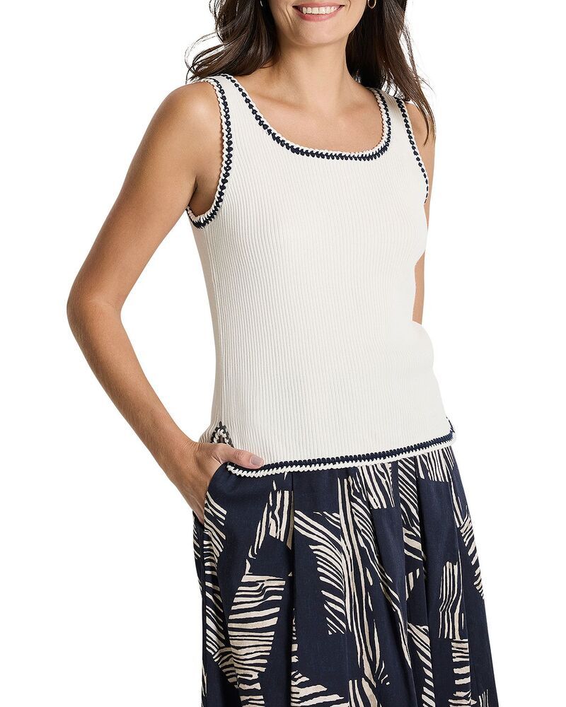 ニックプラスゾーイ レディース トップス シャツ リブニット ノースリーブ ニット NICZOE Trimmed Rib Knit Sleeveless Top Classicream クリーム