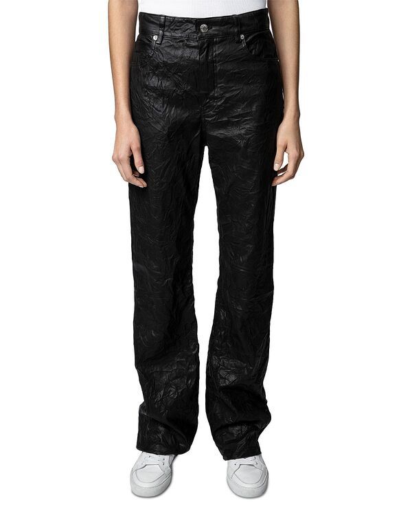 ザディグ エ ヴォルテール レディース ボトムス カジュアルパンツ レザー Zadig Voltairevy Crinkled Leather Flared Pants Noir