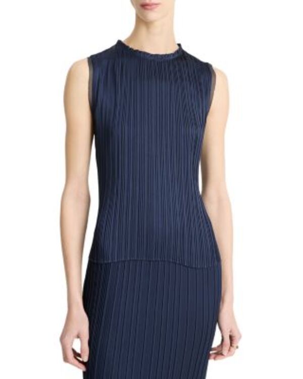 ヴィンス レディース トップス シャツ クルーネック プリーツ Vince Pleated Crewneck Top Coastal Blue ブルー