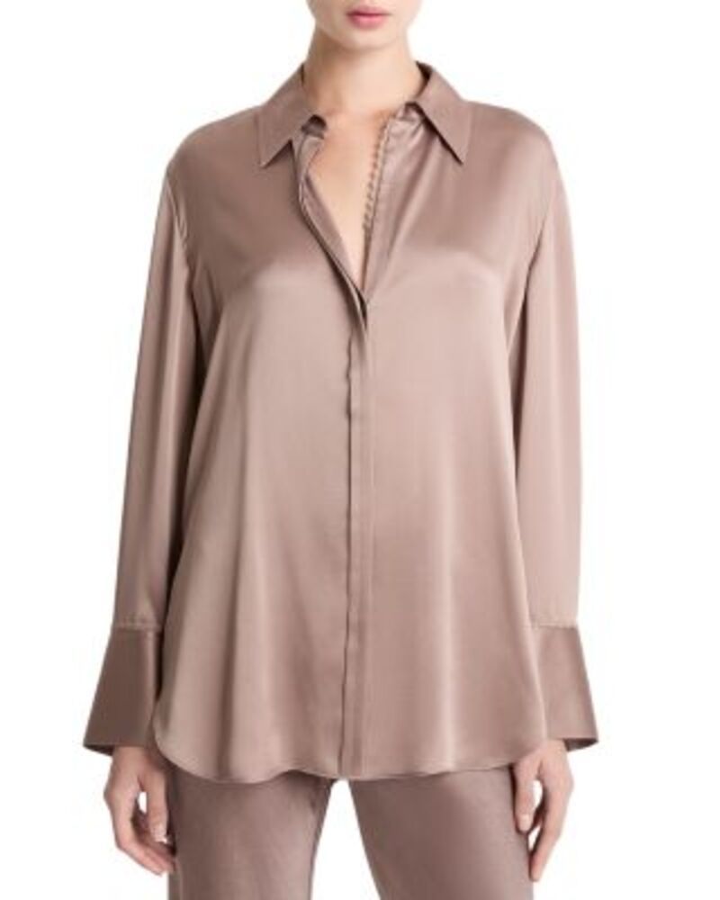 ヴィンス レディース トップス シャツ レーストリム サテン ブラウス レース Vince Lace Trim Satin Blouse Mauve Lilac ライラック