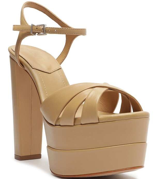 シュッツ レディース シューズ サンダル プラットフォーム アンクル レザー Schutz Keefa High Leather Platform Ankle Strap Sandals Light