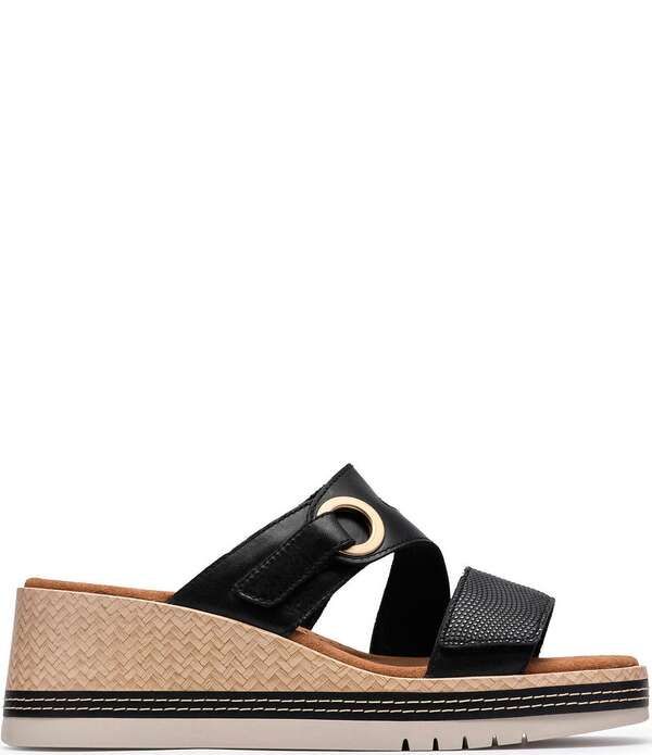 クラークス レディース シューズ サンダル プラットフォーム レザー Clarksignature Kidiki Cove Leather Platform Wedge Slide Sandals B