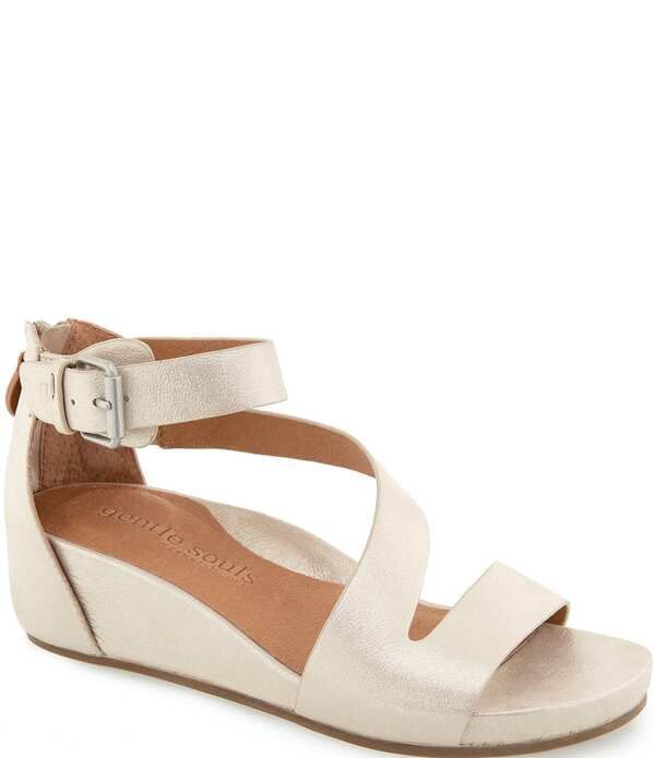 ジェントルソウルズ レディース シューズ サンダル アシンメトリー レザー Gentle Souls Gwen Leather Asymmetric Strap Wedge Sandals Ice M