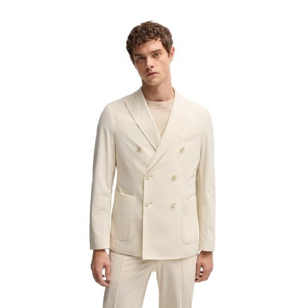 ボス メンズ アウター ジャケット・ブルゾン Boss Hanry Double Breasted Formal Jacket Open White ホワイト