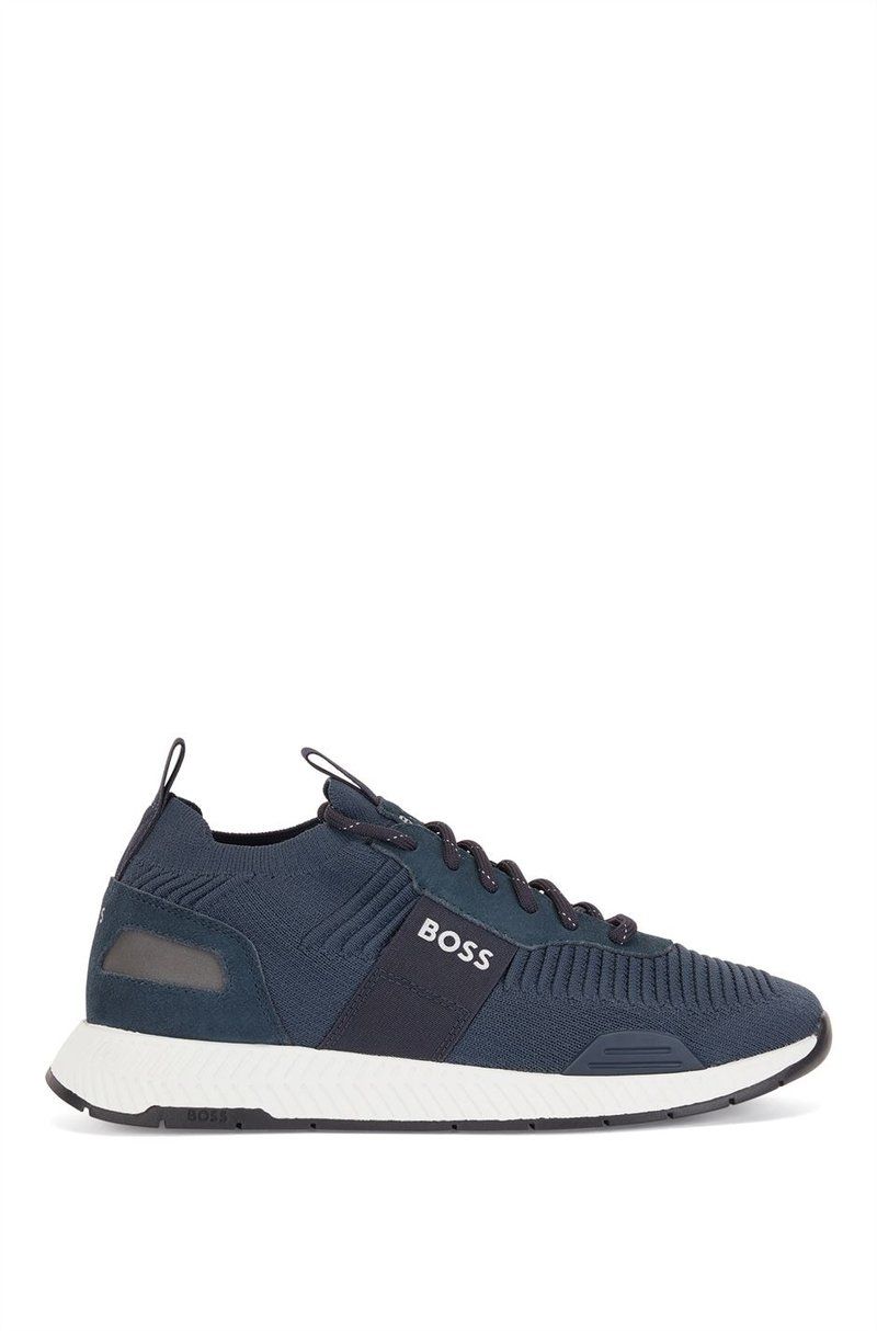 ボス メンズ シューズ スニーカー ニット Boss Titanium Runn Knit Trainers Dark Blue 401 ブルー