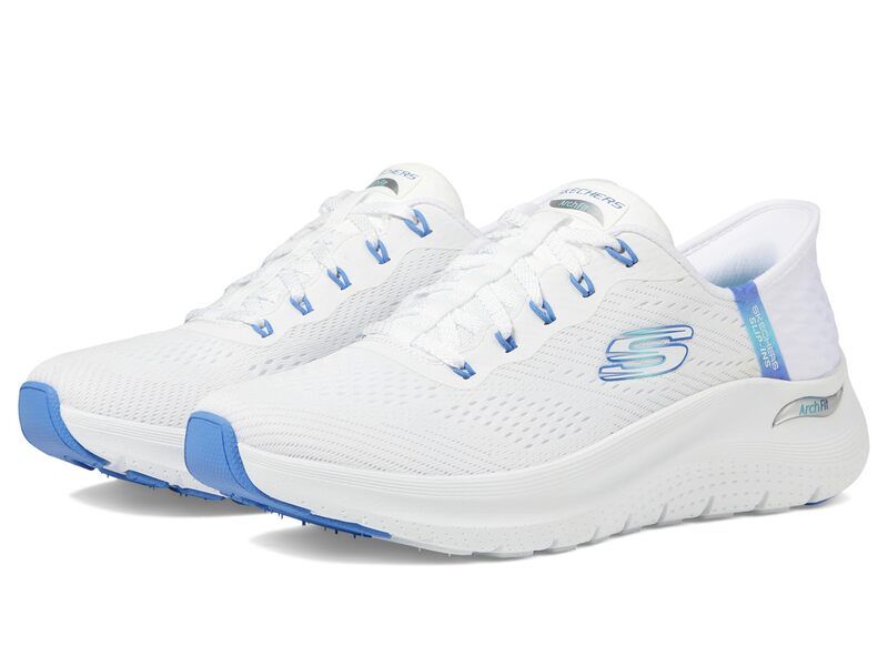 スケッチャーズ レディース シューズ スニーカー SKECHERS Arch Fit 20 Easy Chic Hands Free SlipIns White Blue ホワイト