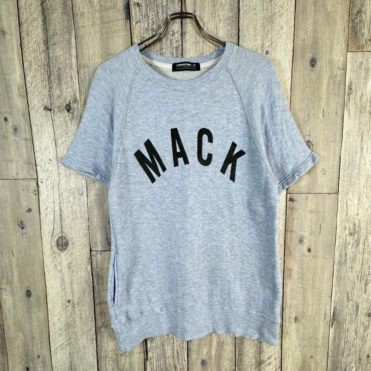 MACKDADDY MDY マックダディー 日本製 ライトブルー 水色 染み込みプリント 半袖 ラグラン スウェット スエット トレーナー Tシャツ メンズ M サイズ