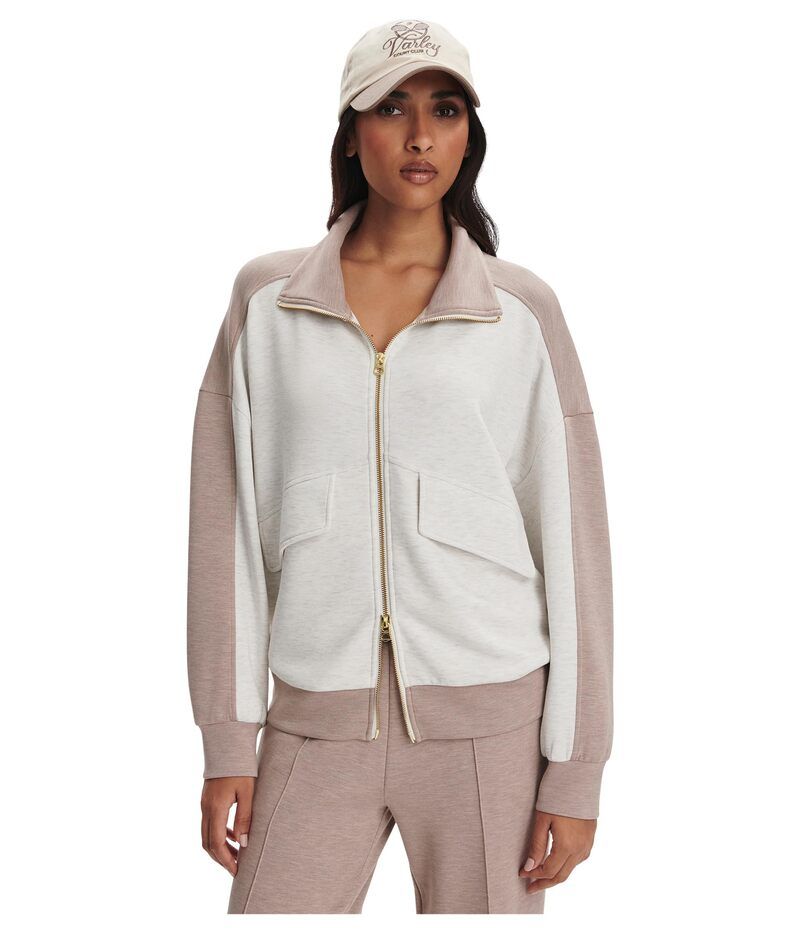 バーレイ レディース アウター パーカー・スウェット フルジップ Varley Garcia 2 Tone Zip Through Sweat Ivory MarlTaupe Marl アイボリー