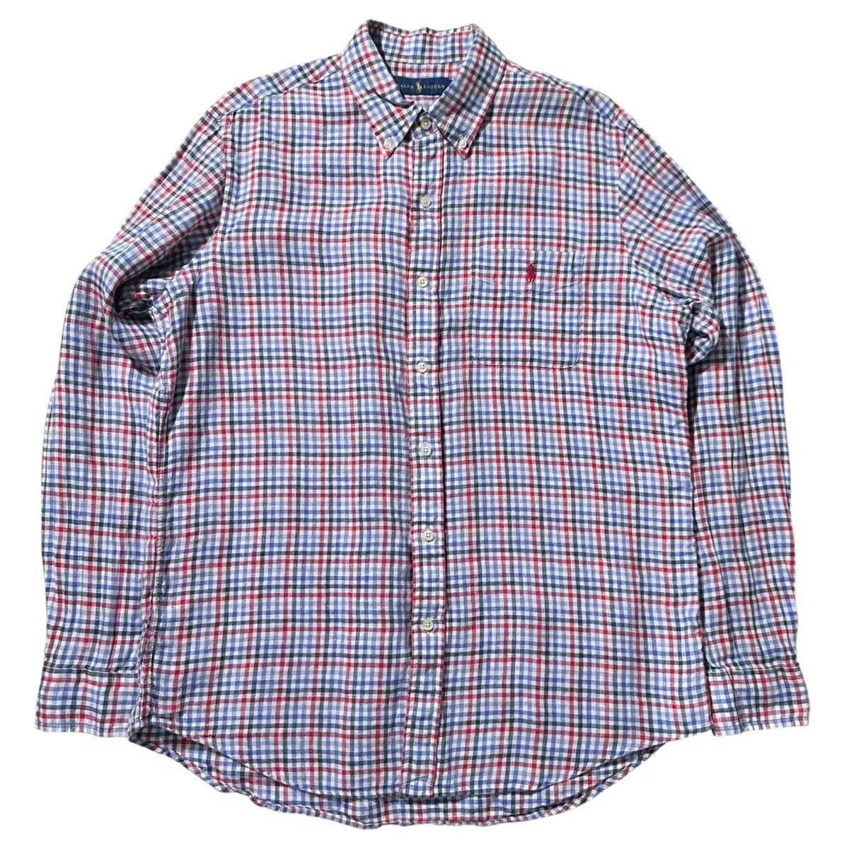 L-XL ポロラルフローレン リネン チェック シャツ