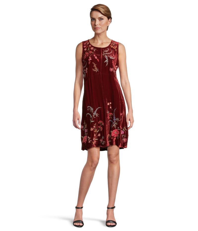 ジョニーワズ レディース トップス ワンピース ベルベット Johnny Was Velvet Chevron Tank Dress Mayra Cranberry