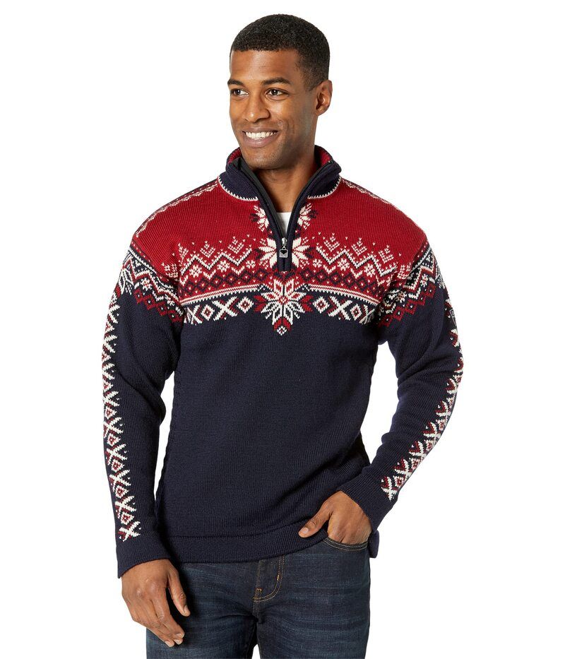 ダールオブノルウェイ メンズ アウター ニット・セーター Dale of Norway 140th Anniversary Masculine Sweater NavyRed RoseO ネイビー