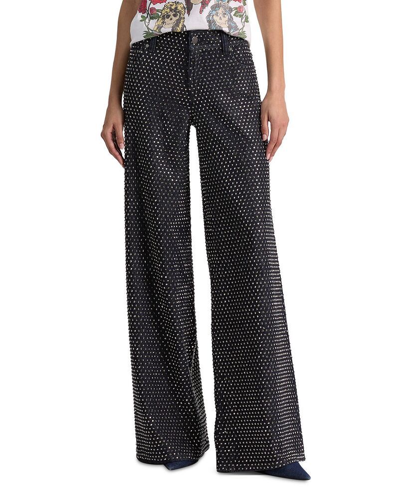 アリスアンドオリビア レディース ボトムス デニムパンツ ジーンズ Alice and Oliviamazing Mid Risembellished Jeans in Dark RinseHemat