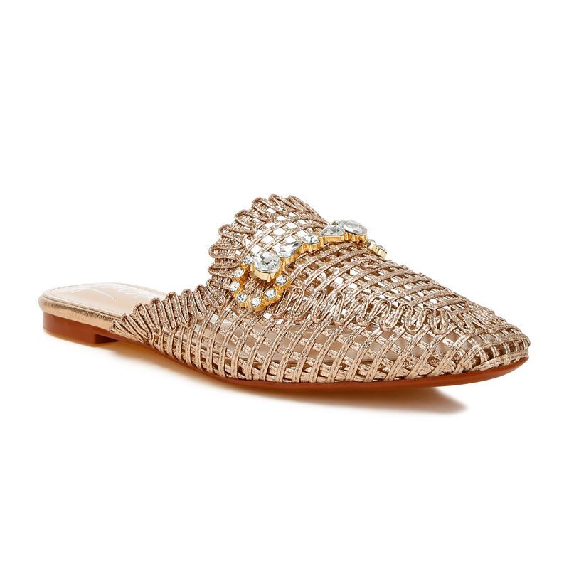 ロンドンラグ レディース シューズ サンダル トール London Rag Roboma Womens Woven Metallic Diamante Mules Rose Gold ゴールド