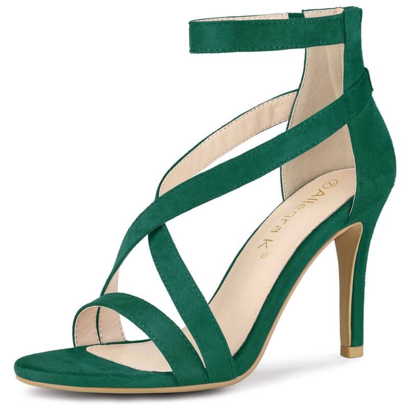 アレグラ ケー レディース シューズ パンプス サンダル アンクル ヒール ALLEGRA K Womens Zipper Ankle Strap Stiletto Heel Sandals Emer