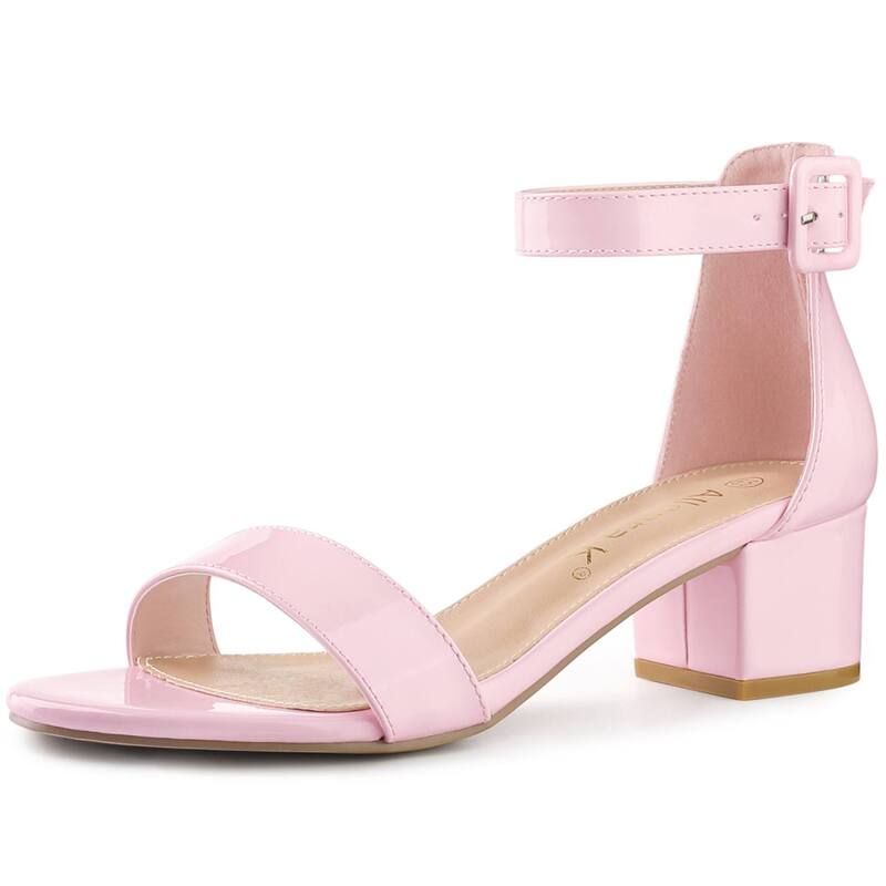 アレグラ ケー レディース シューズ パンプス サンダル アンクル ヒール ALLEGRA K Womens Block Low Heels Ankle Strap Sandals Pink ピンク