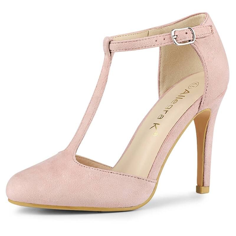 アレグラ ケー レディース シューズ パンプス ヒール ALLEGRA K Womens Rounded Toe Stiletto Heel TStrap Dress Pumps Dust Pink