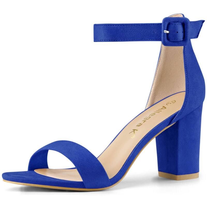 アレグラ ケー レディース シューズ パンプス サンダル アンクル ヒール ALLEGRA K Womens Open Toe High Chunky Heel Buckle Ankle Strap