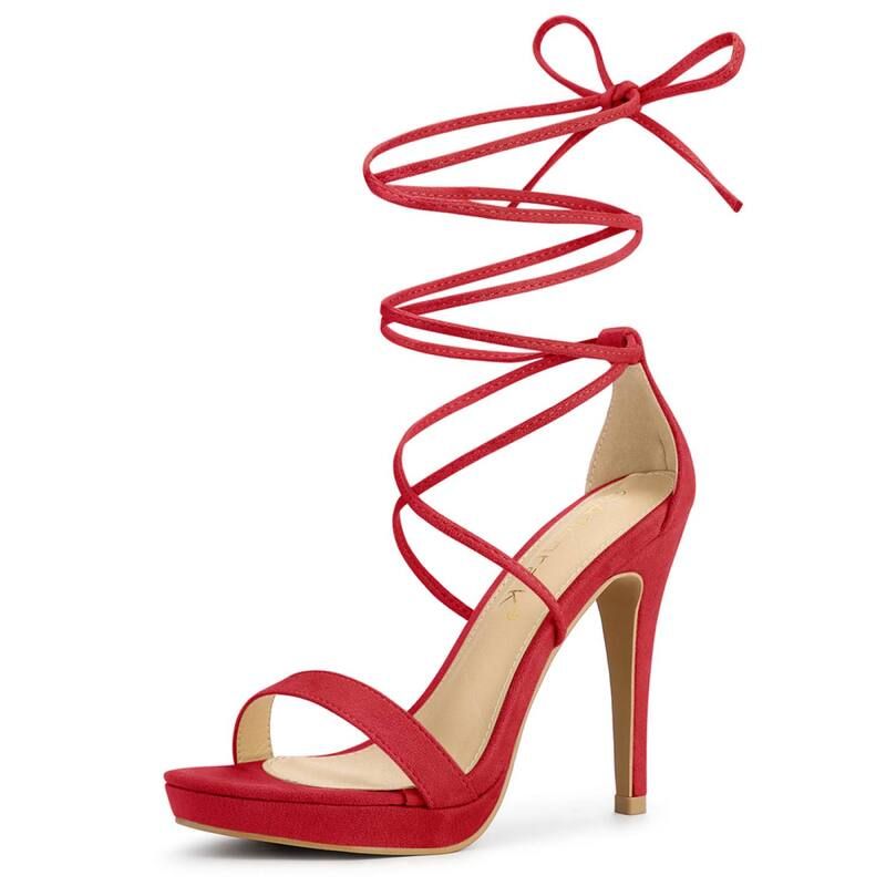 アレグラ ケー レディース シューズ パンプス プラットフォーム サンダル レース ヒール ALLEGRA K Womens Platform Stiletto Heels Lace Up Sanda