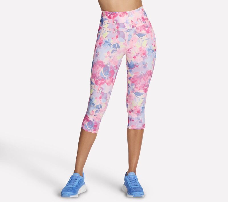 スケッチャーズ レディース ボトムス カジュアルパンツ ハイウエスト プリント キャップ Womenskechers GoWalk Printed High Waist Capri Lemon Yel