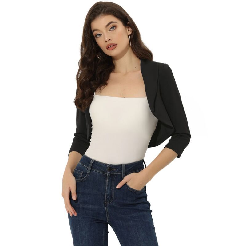 アレグラ ケー レディース アウター ニット・セーター ALLEGRA K Bolero Shrugs for Womens Collared Shrugs for Dress Black ブラック