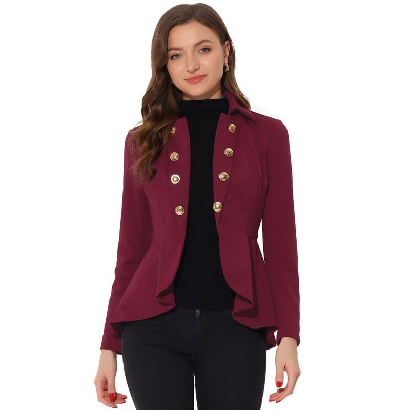 アレグラ ケー レディース アウター ジャケット・ブルゾン ダウン ブレザー ALLEGRA K Womens Turn Down Collar Open Front Highlow Hem Goth