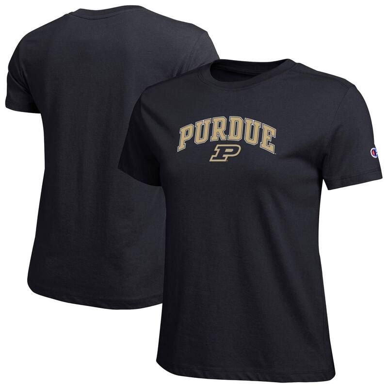 チャンピオン レディース トップス Tシャツ ロゴ Womens Champion Black Purdue Boilermakers Arched Over Logo TShirt Prd Blac
