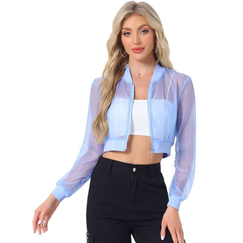 アレグラ ケー レディース アウター ジャケット・ブルゾン ALLEGRA K Crop Bomber Jacket For Womens Casualightweight Zip Up Jacket