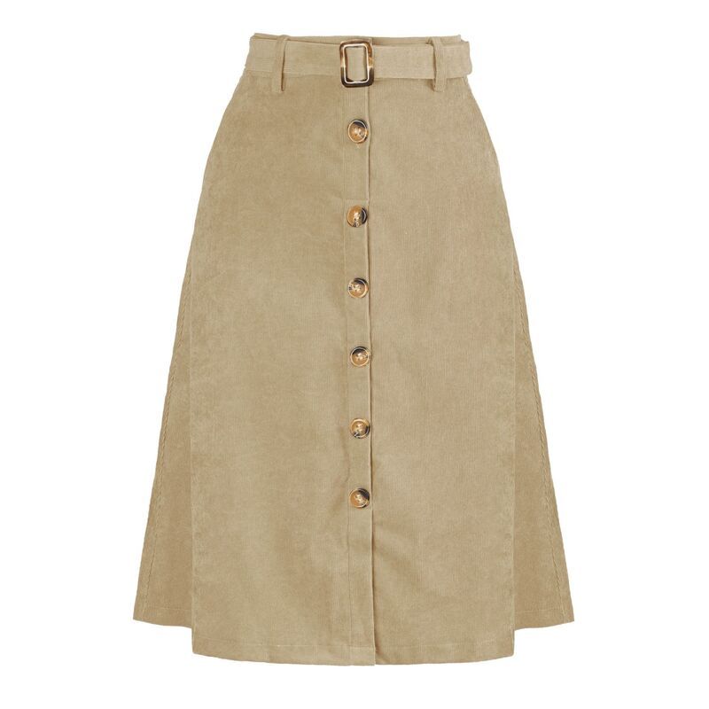 アレグラ ケー レディース ボトムスカート コーデュロイ A ライン ハイウエスト ミディ ALLEGRA K Womens High Waist Midi Skirts ALine Button F