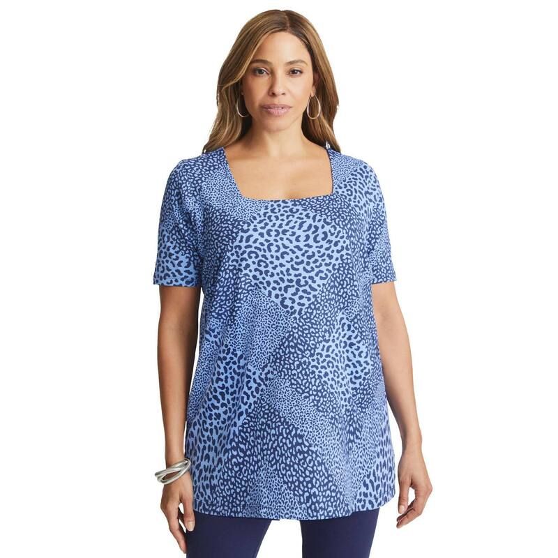 ジェシカロンドン レディース トップス Tシャツ プラスサイズ コットン Jessica London Womens Plusize Stretch Cotton Square Neck Tunic