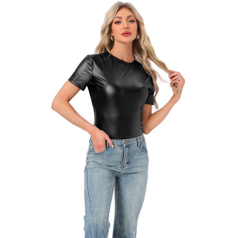 アレグラ ケー レディース トップス シャツ トール ALLEGRA K Womens Discoutfit Party Club Sparkly Rainbow Metallic Top Black