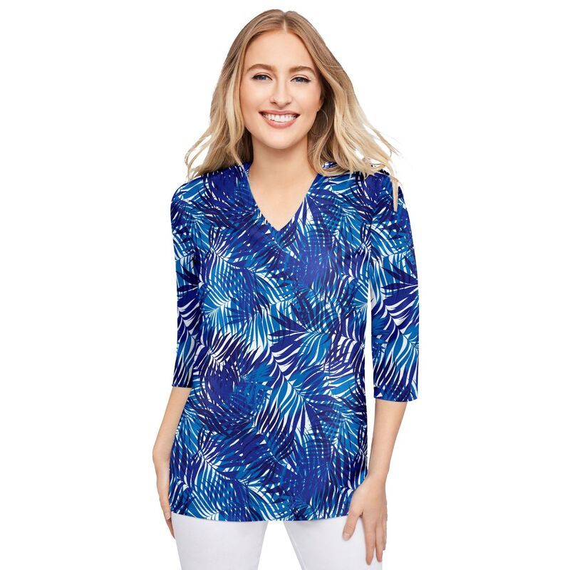 ジェシカロンドン レディース トップス Tシャツ Vネック プラスサイズ コットン Jessica London Womens Plusize Stretch Cotton VNeck Tee Blu