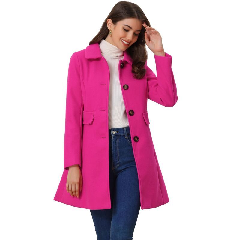 アレグラ ケー レディース アウター ジャケット・ブルゾン ヴィンテージ コート ALLEGRA K Womens Vintage Lapel Collared Overcoat Single Bre