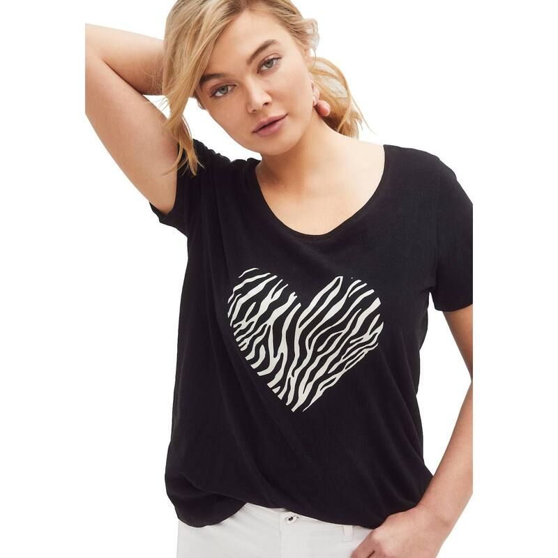 Ellos レディース トップス Tシャツ プラスサイズ グラフィック ellos Plusize Love Graphic Tee Black Zebra Heart ブラック