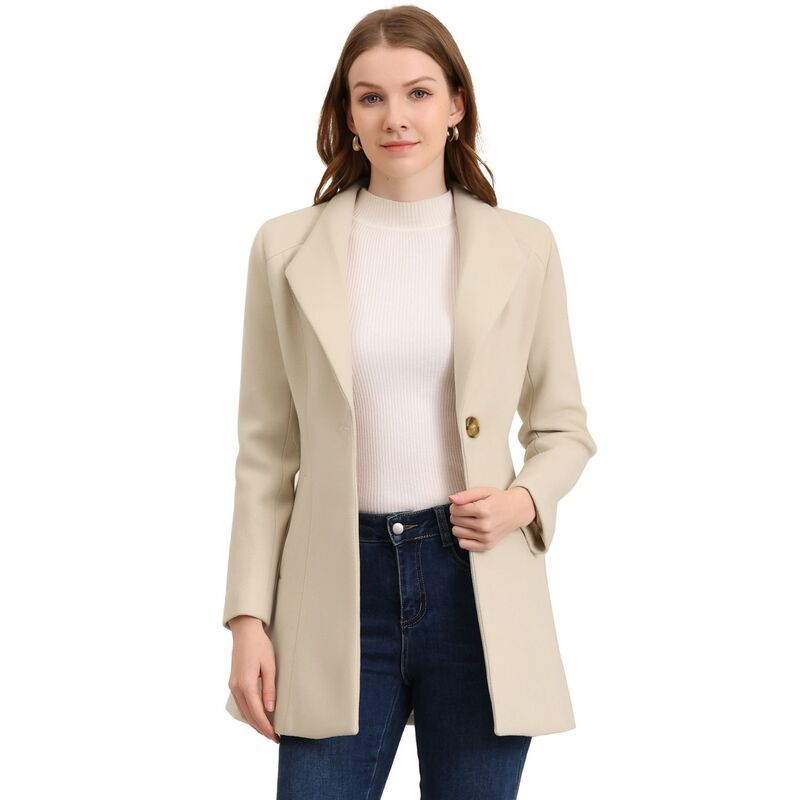 アレグラ ケー レディース アウター ジャケット・ブルゾン コート ALLEGRA K Womenshawl Collar Button Casualong Overcoat Beige ベージュ
