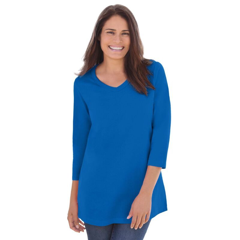 ウーマン ウィズイン レディース トップス Tシャツ Vネック プラスサイズ Woman Within Plusize PerfecthreeQuarter Sleeve VNeck Tee Brig