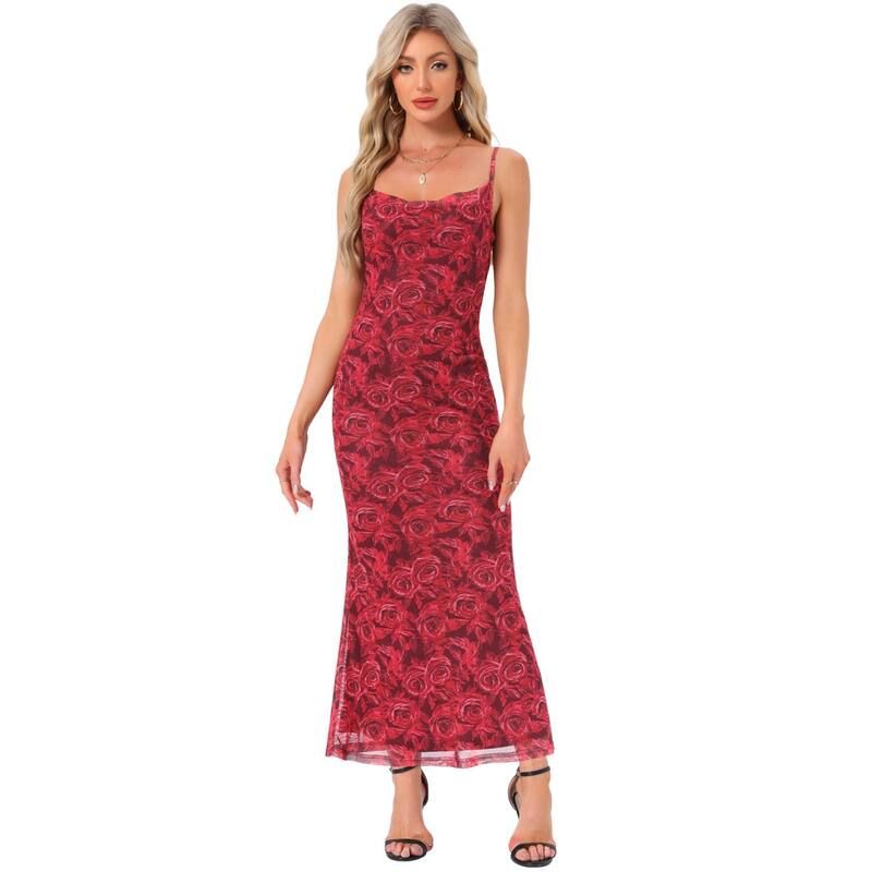 アレグラ ケー レディース トップス ワンピース フラワー柄 メッシュ ノースリーブ マキシ フラワー ALLEGRA K Womens Mesh Floral Sleeveless Bodycon