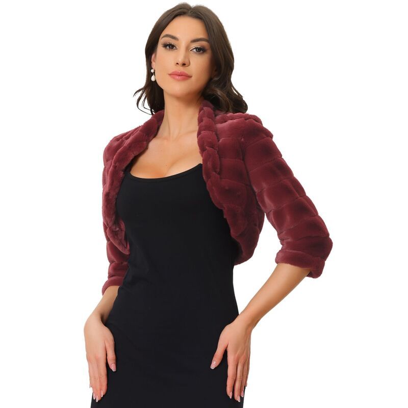 アレグラ ケー レディース アウター ニット・セーター クロップド ジャケット ALLEGRA K Womens Cropped Jacket for Dress Open Front Bolero