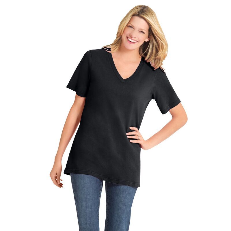 ウーマン ウィズイン レディース トップス Tシャツ Vネック プラスサイズ プチ 半袖 Woman Within Plusize Petite Perfect ShortSleeve VNeck T