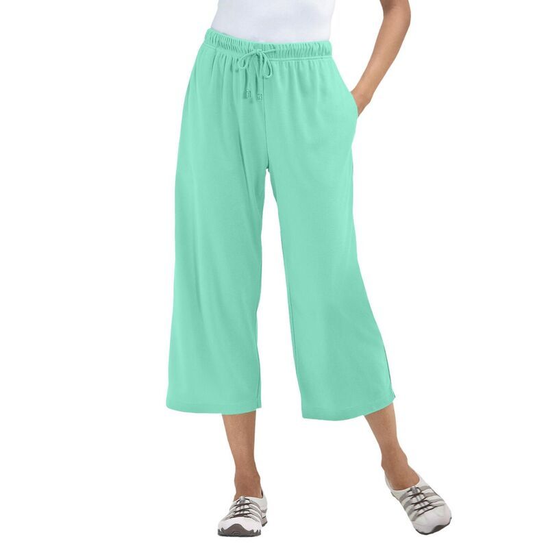 ウーマン ウィズイン レディース ボトムス カジュアルパンツ プラスサイズ プチ キャップ ニット Woman Within Plusize Petite SportKnit PullOn Capri