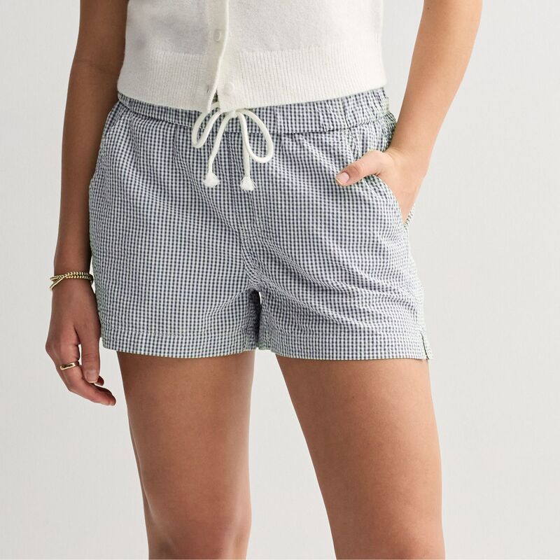 エスオー レディース ボトムス ハーフパンツ・ショーツ ショートパンツ Juniors SO Mid Riseersucker Shorts Navy Gingham ネイビー